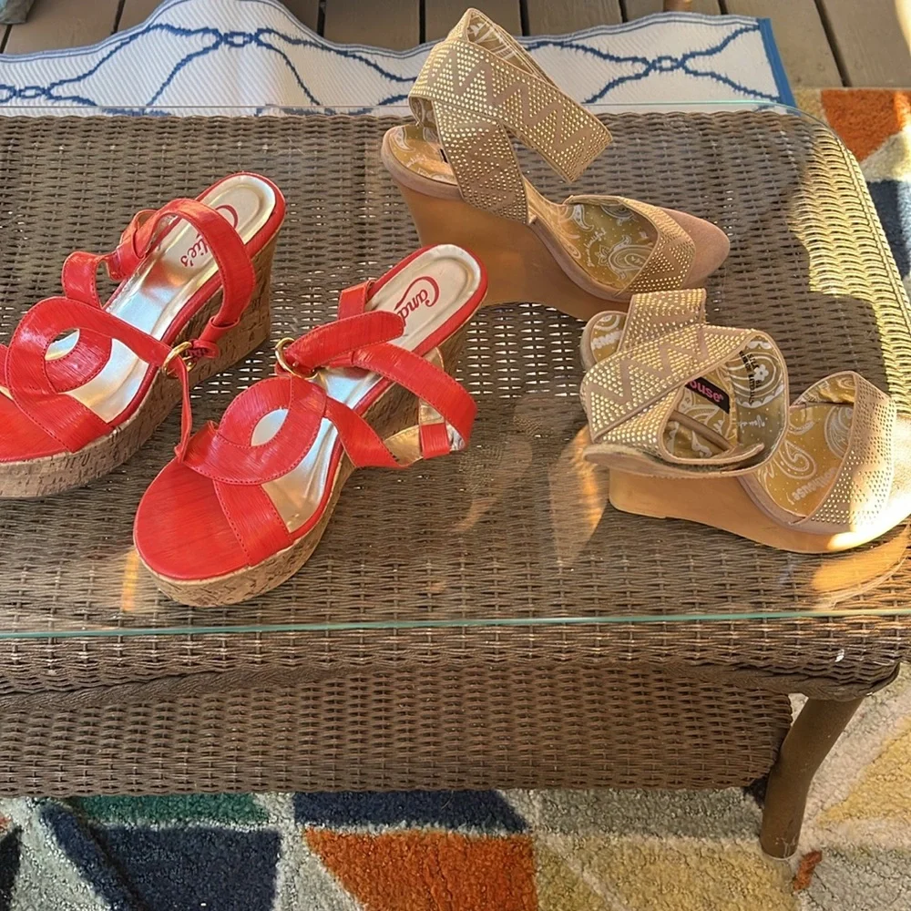 2 pairs of high platforms - women shoes size 8 1/2